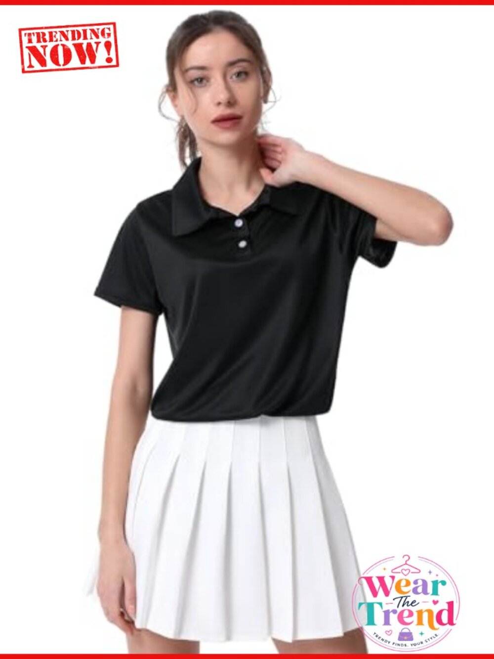 Women's Dry Fit Polo Shirt Short Sleeve Golf Shirt Collar Tops - Picture 2 of 6